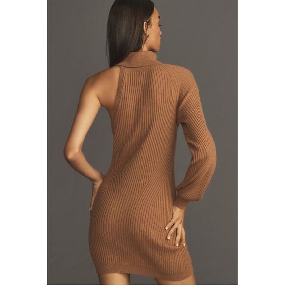 NEW By Anthropologie Asymmetrical Slim Cold Shoulder Sweater Mini Dress Plus 3X - Picture 7 of 8